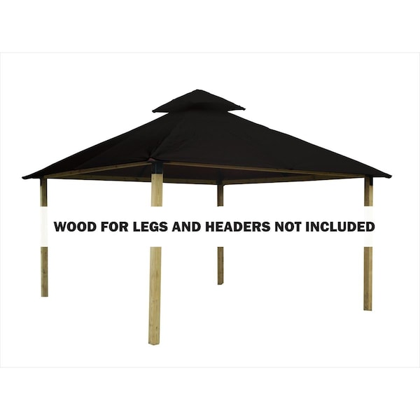 Acacia 14 sq. ft. Gazebo Roof Framing & Mounting Kit with Black Outdura Canopy AGOK14- BLACK - main
